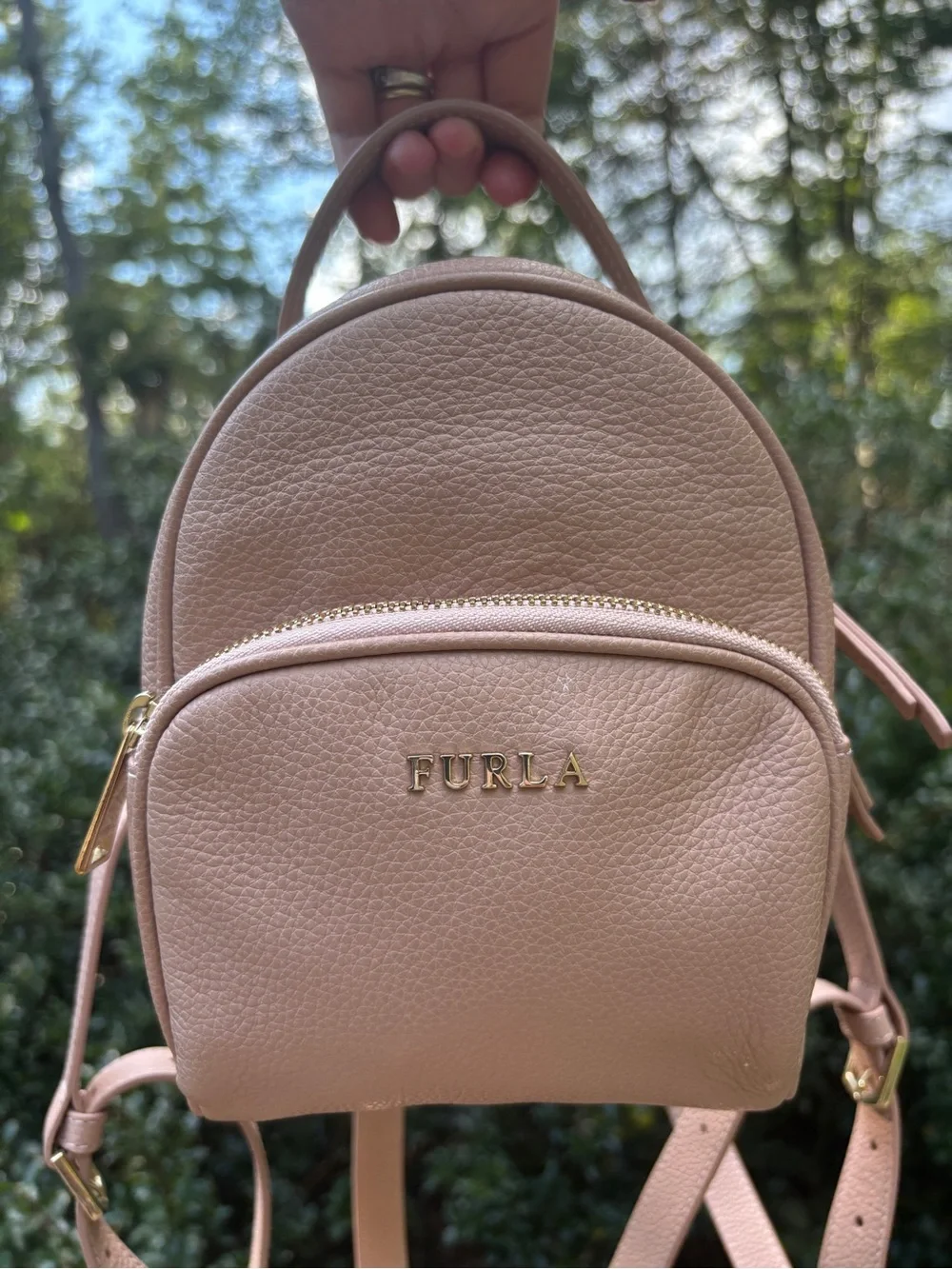 Furla Pebbled Leather Mini Backpack